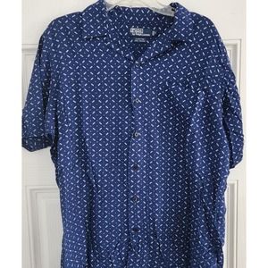 Polo Ralph Lauren Clayton Shirt 100% Viscose Blue Short Sleeve Shirt Medium